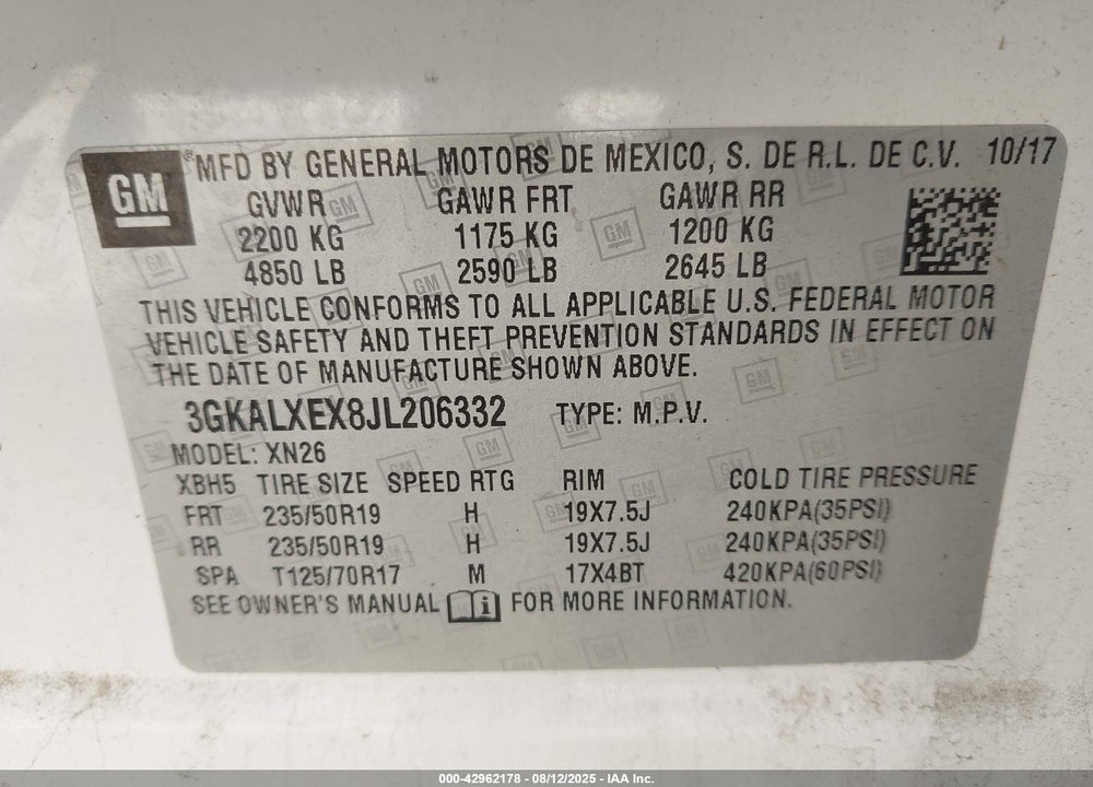 2018 GMC TERRAIN DENALI VIN: 3GKALXEX8JL206332