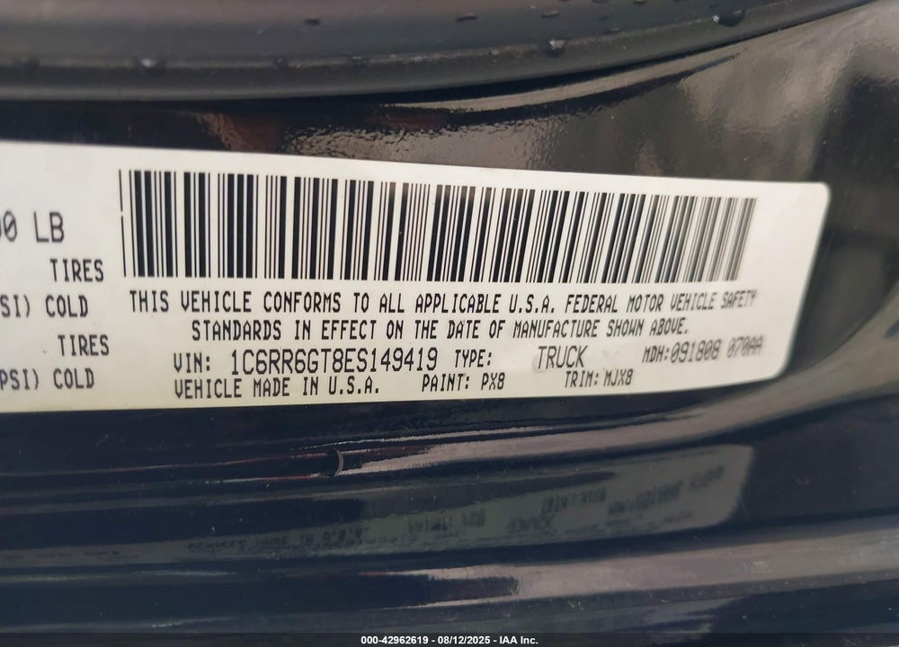 2014 RAM 1500 BIG HORN VIN: 1C6RR6GT8ES149419
