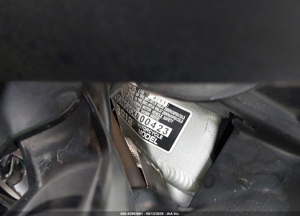 2012 HONDA GL1800 VIN: JH2SC68G9CK000423