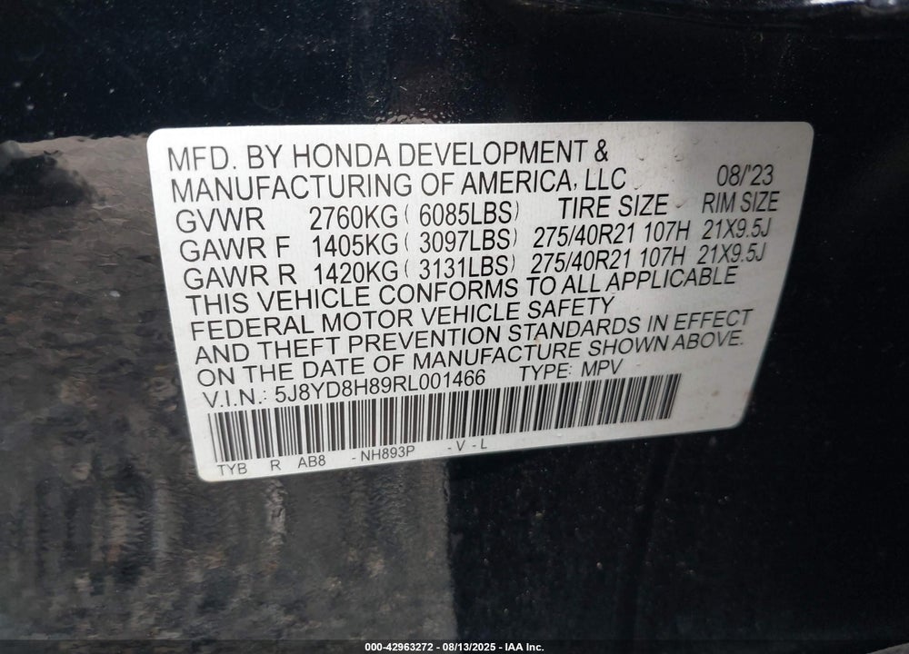 2024 ACURA MDX TYPE S ADVANCE PACKAGE VIN: 5J8YD8H89RL001466