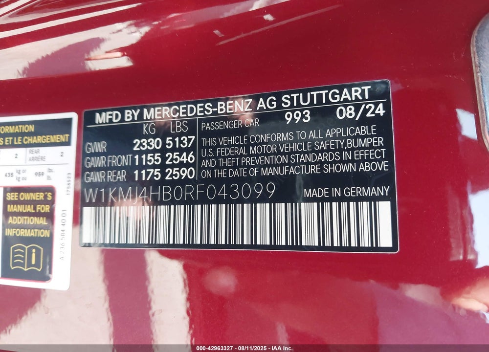 2024 MERCEDES-BENZ CLE 300 4MATIC VIN: W1KMJ4HB0RF043099