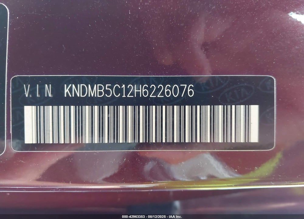 2017 KIA SEDONA LX VIN: KNDMB5C12H6226076