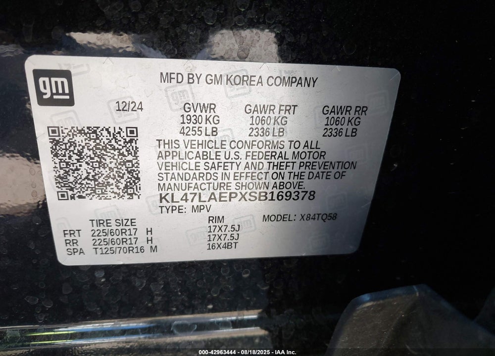 2025 BUICK ENVISTA VIN: KL47LAEPXSB169378