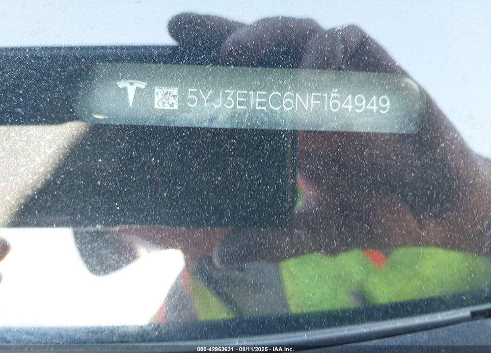 2022 TESLA MODEL 3 VIN: 5YJ3E1EC6NF164949