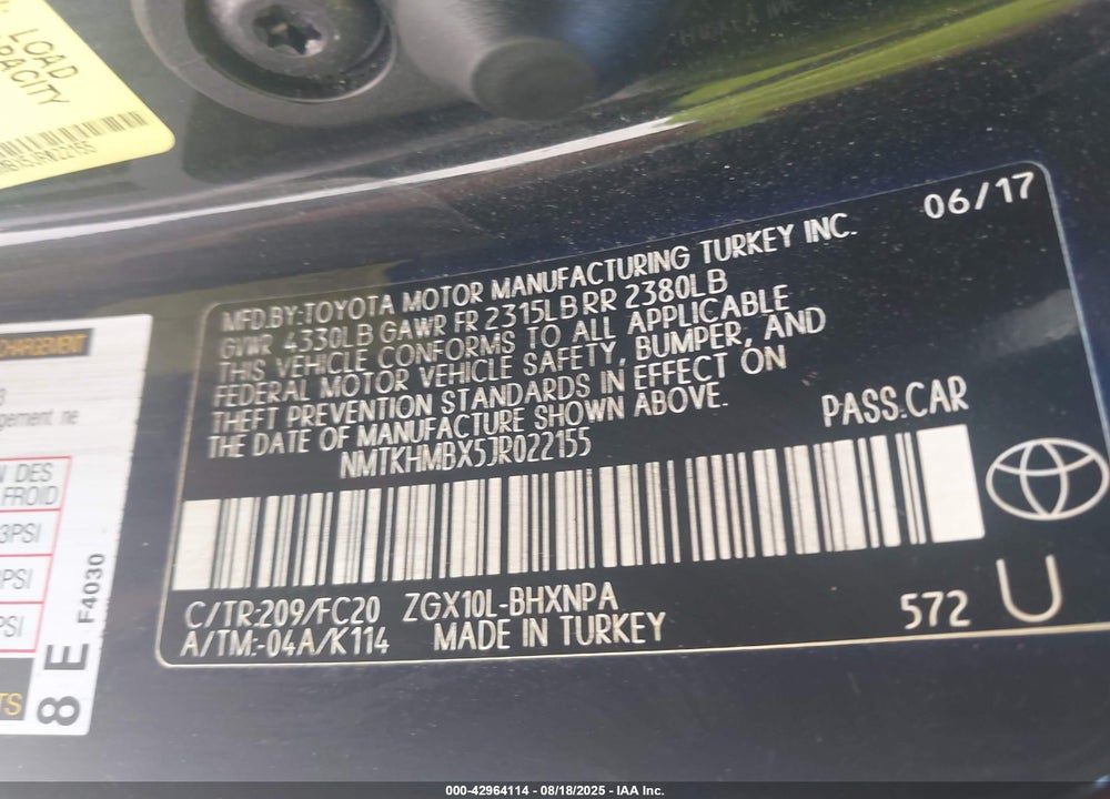 2018 TOYOTA C-HR XLE VIN: NMTKHMBX5JR022155