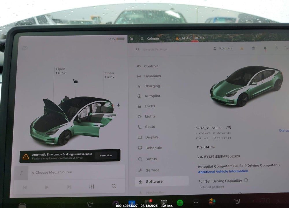 2021 TESLA MODEL 3 VIN: 5YJ3E1EB8MF852828