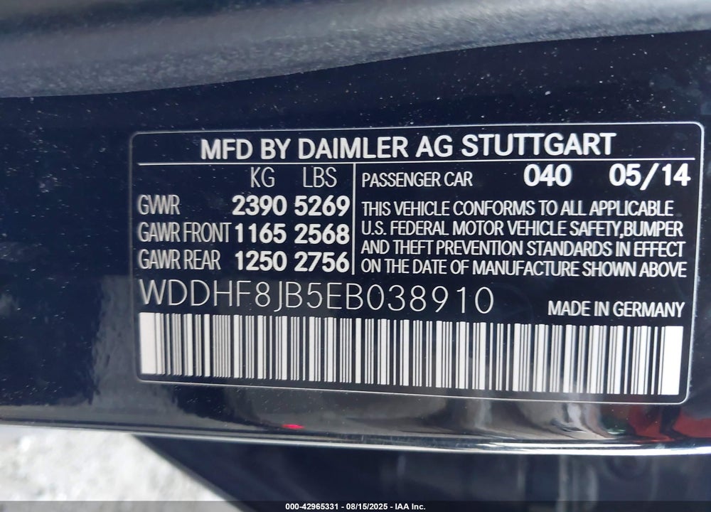 2014 MERCEDES-BENZ E 350 4MATIC VIN: WDDHF8JB5EB038910