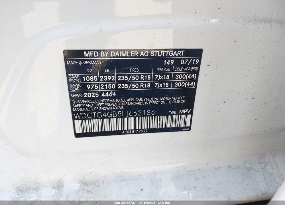 2020 MERCEDES-BENZ GLA-CLASS VIN: WDCTG4GB5LJ662186