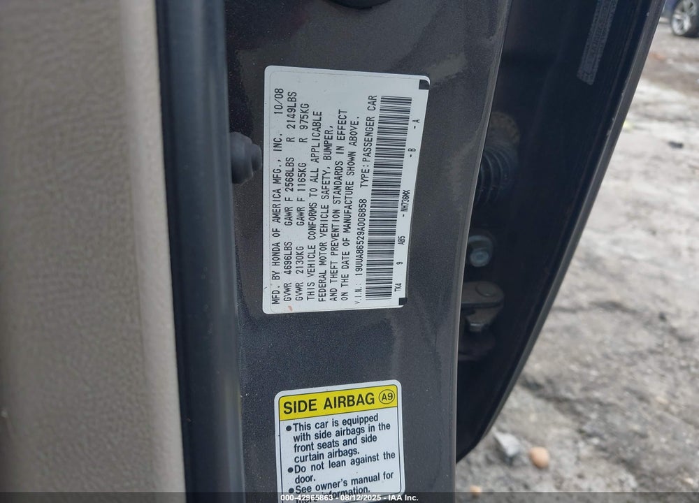 2009 ACURA TL VIN: 19UUA86529A006858