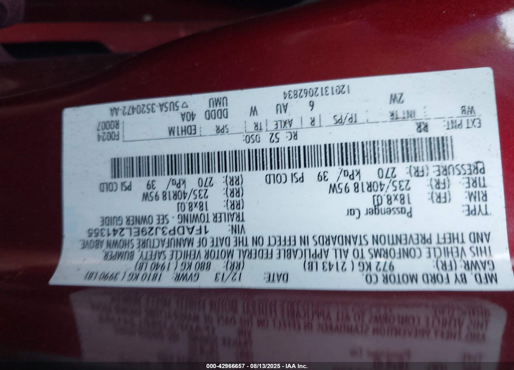 2014 FORD FOCUS TITANIUM VIN: 1FADP3J29EL241355