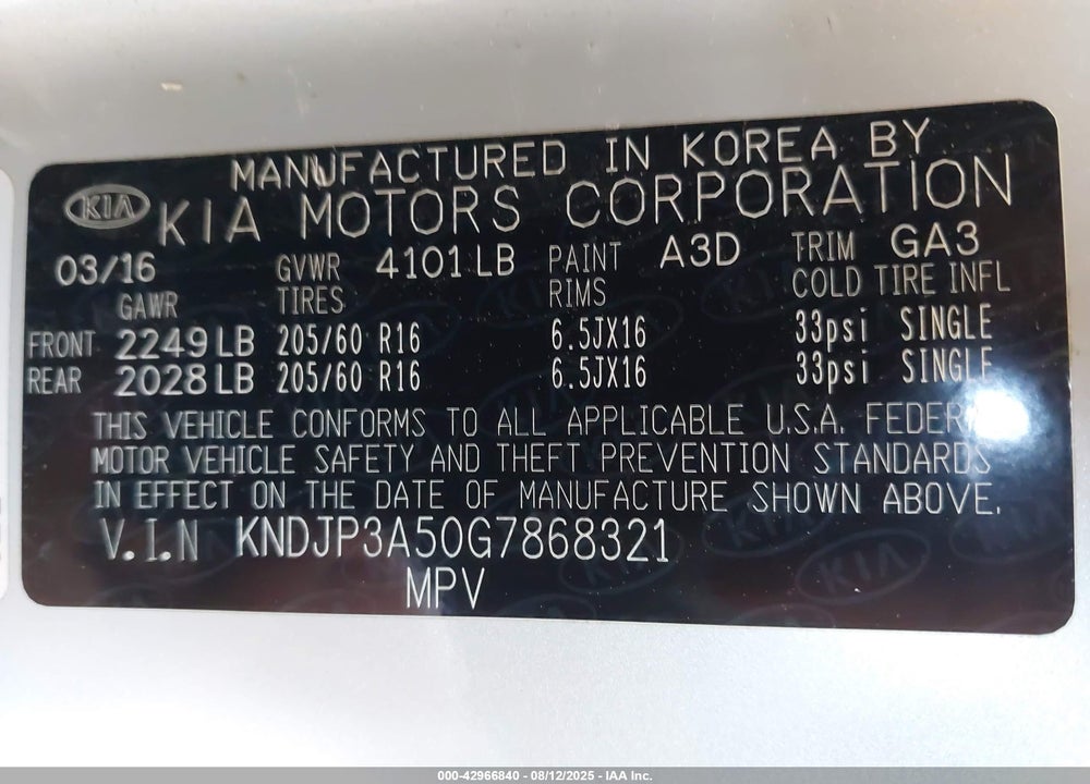 2016 KIA SOUL VIN: KNDJP3A50G7868321
