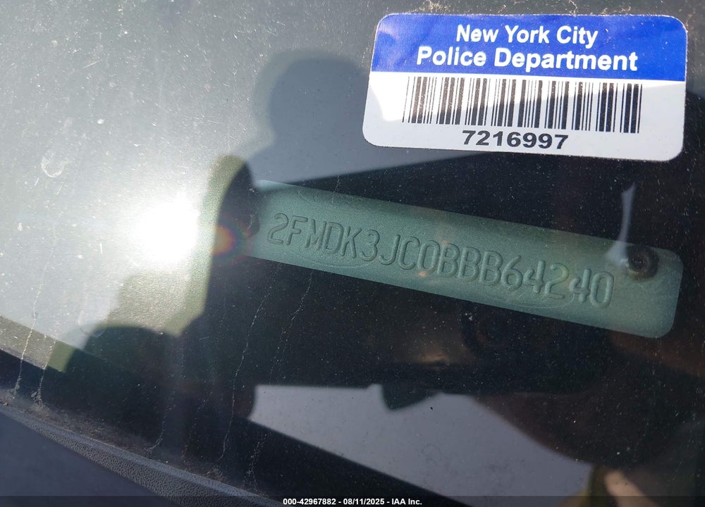 2011 FORD EDGE VIN: 2FMDK3JC0BBB64240