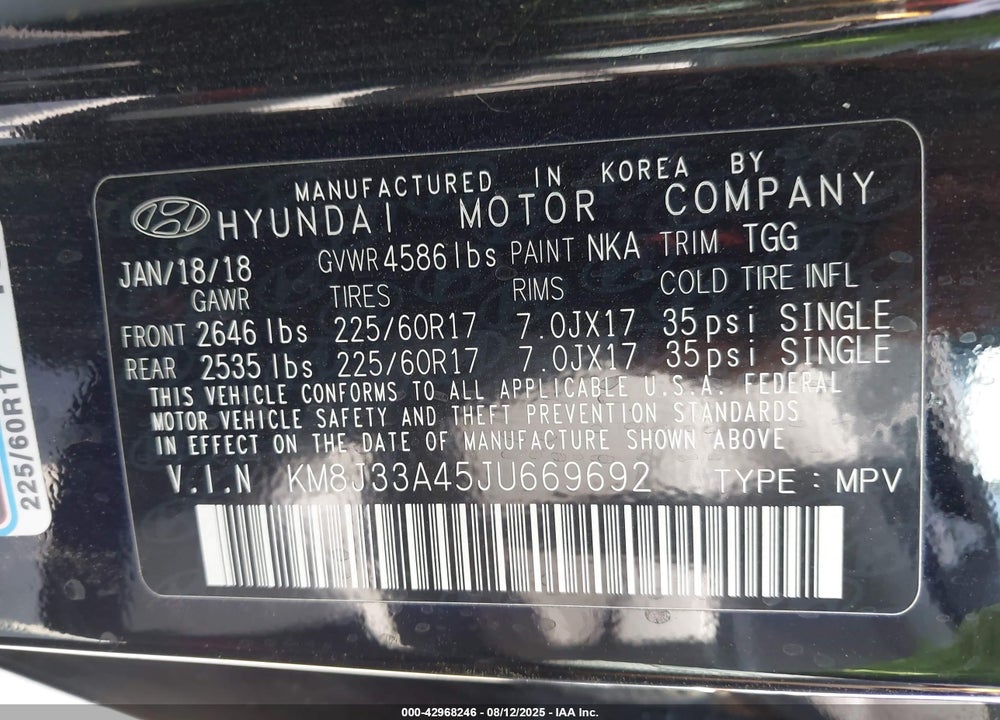 2018 HYUNDAI TUCSON SEL VIN: KM8J33A45JU669692