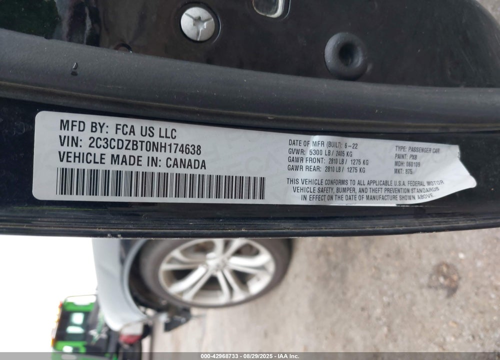 2022 DODGE CHALLENGER VIN: 2C3CDZBT0NH174638