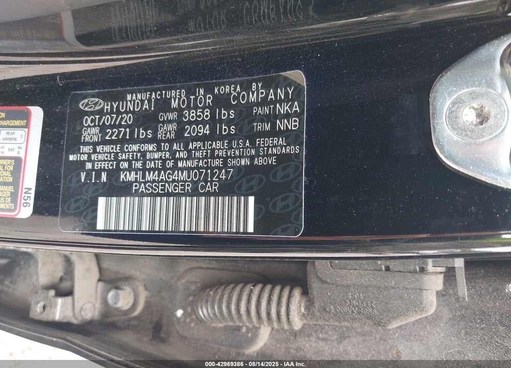 2021 HYUNDAI ELANTRA VIN: KMHLM4AG4MU071247