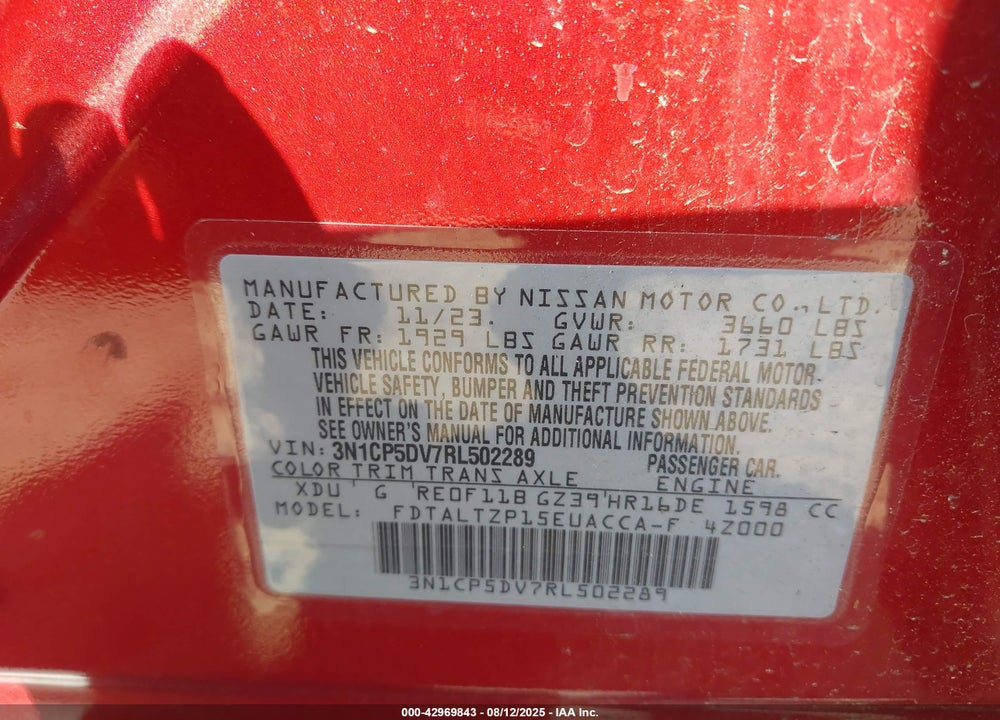 2024 NISSAN KICKS VIN: 3N1CP5DV7RL502289