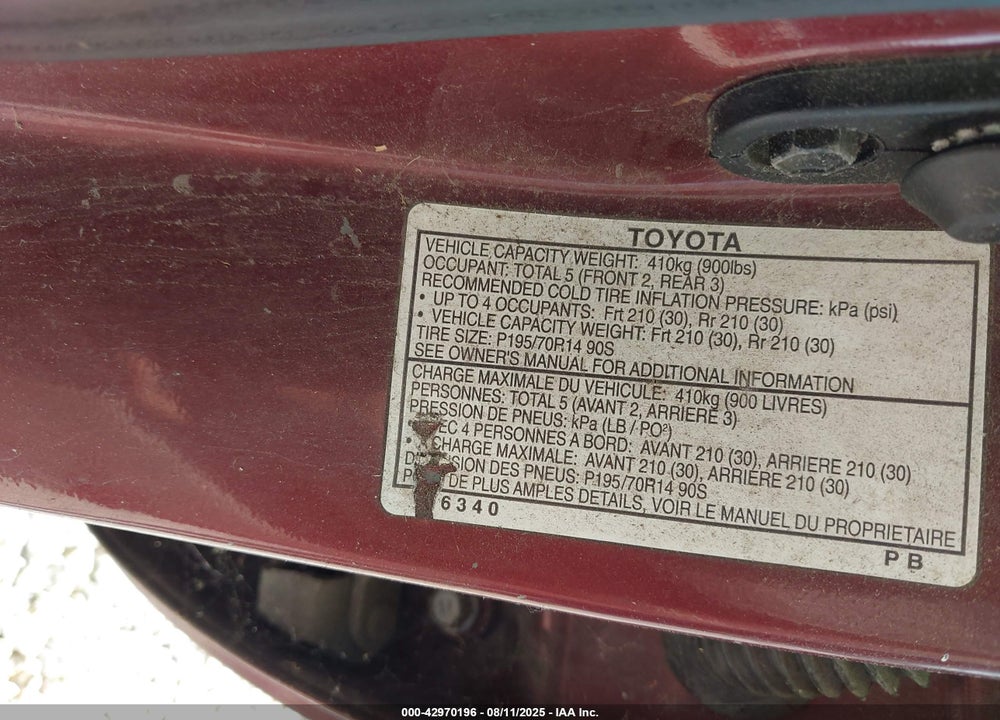 1999 TOYOTA CAMRY LE VIN: 4T1BG22K7XU565987