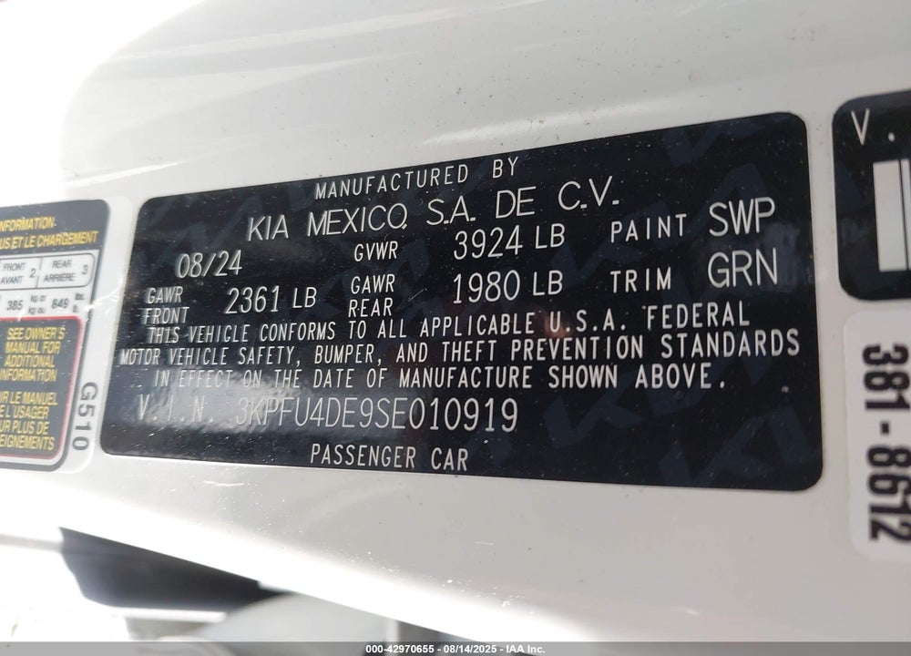 2025 KIA K4 VIN: 3KPFU4DE9SE010919