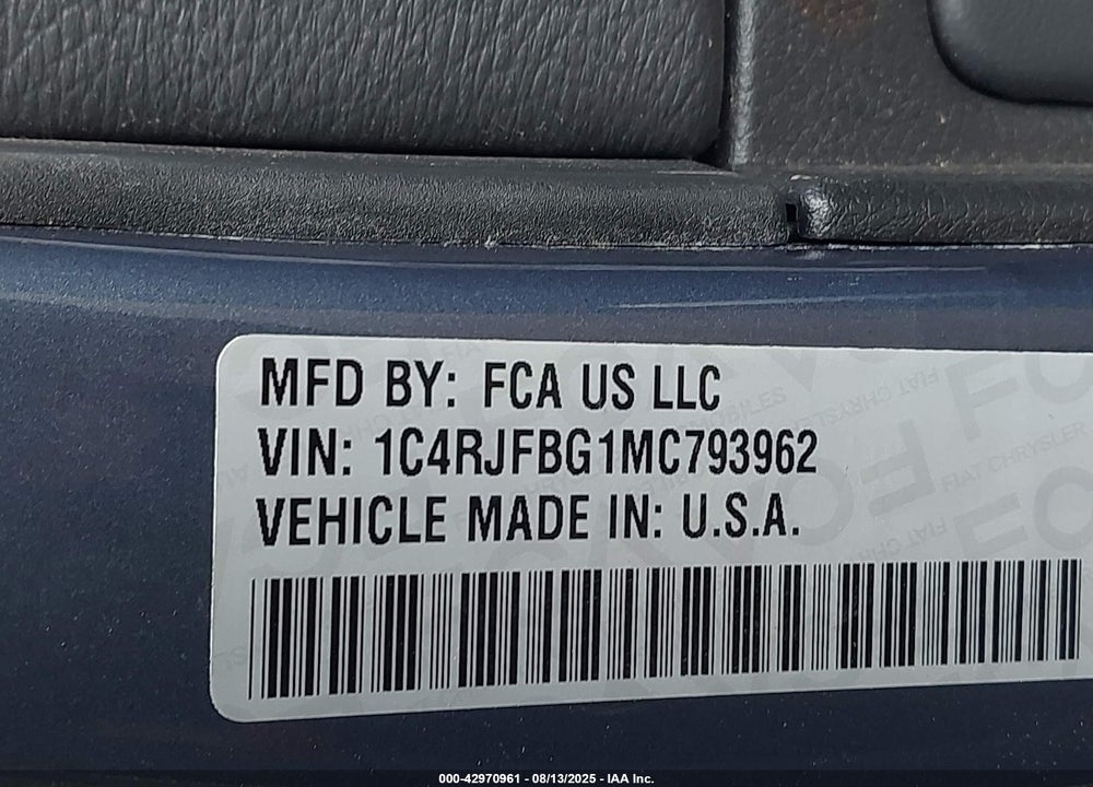 2021 JEEP GRAND CHEROKEE VIN: 1C4RJFBG1MC793962