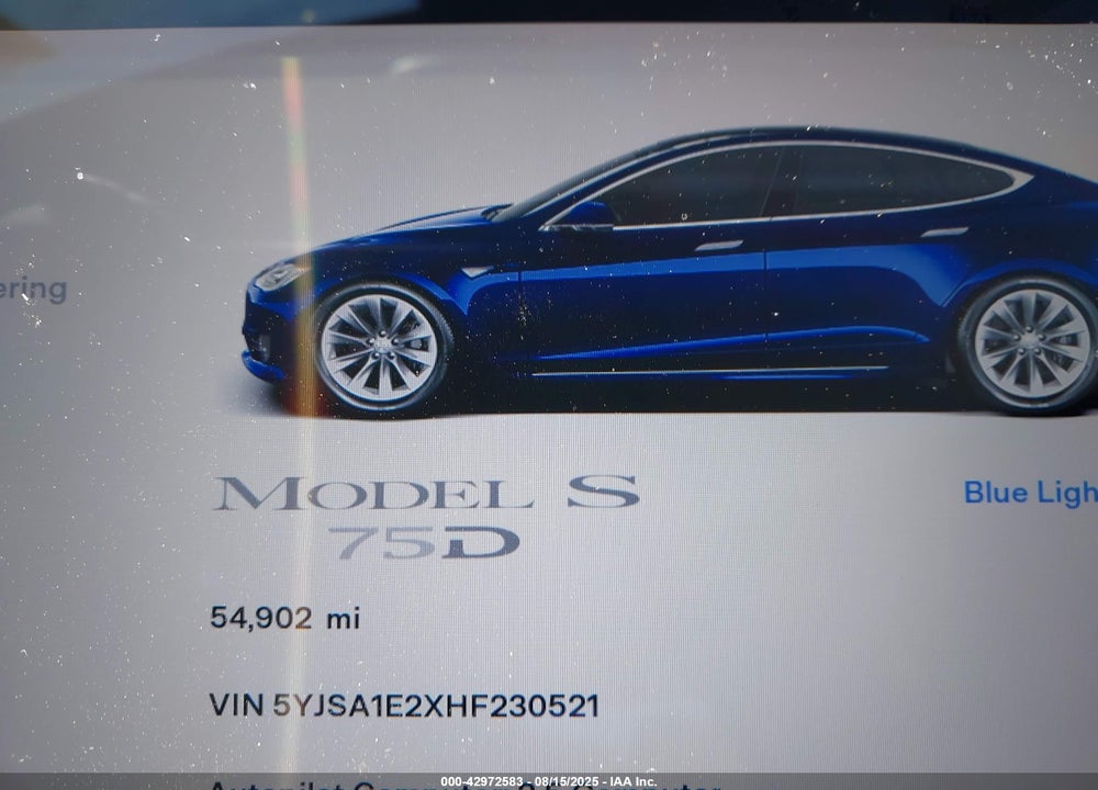 2017 TESLA MODEL S VIN: 5YJSA1E2XHF230521