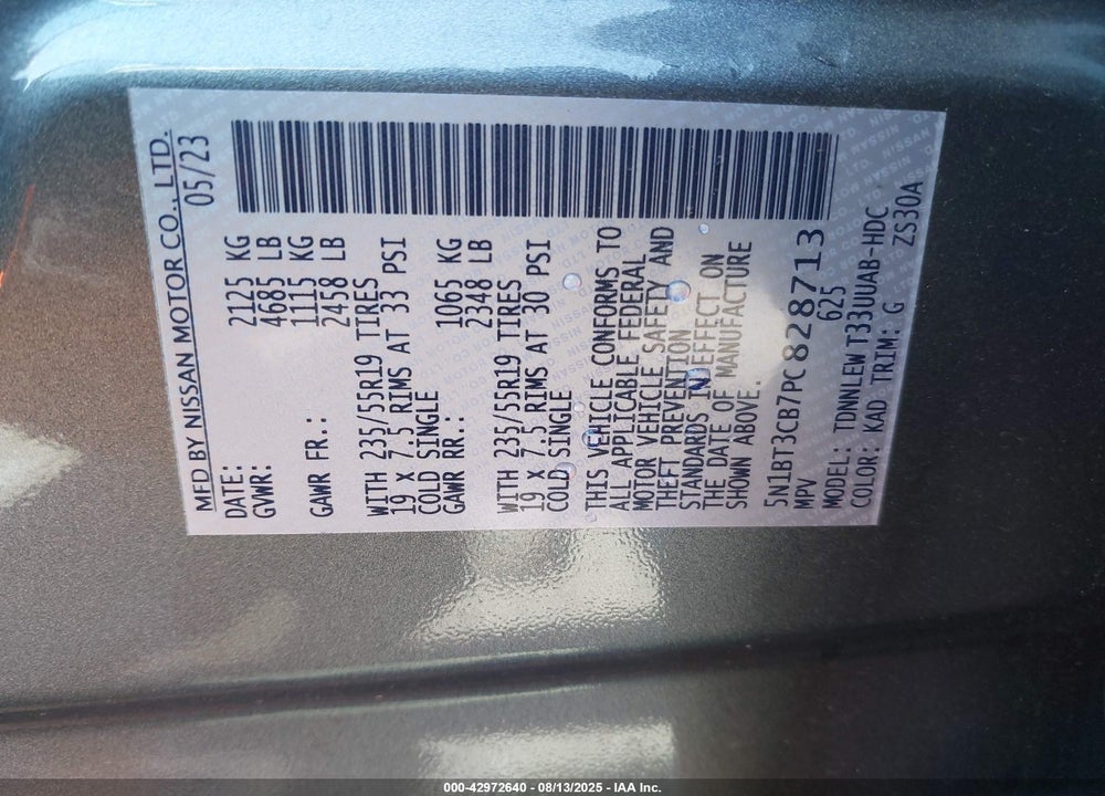 2023 NISSAN ROGUE VIN: 5N1BT3CB7PC828713