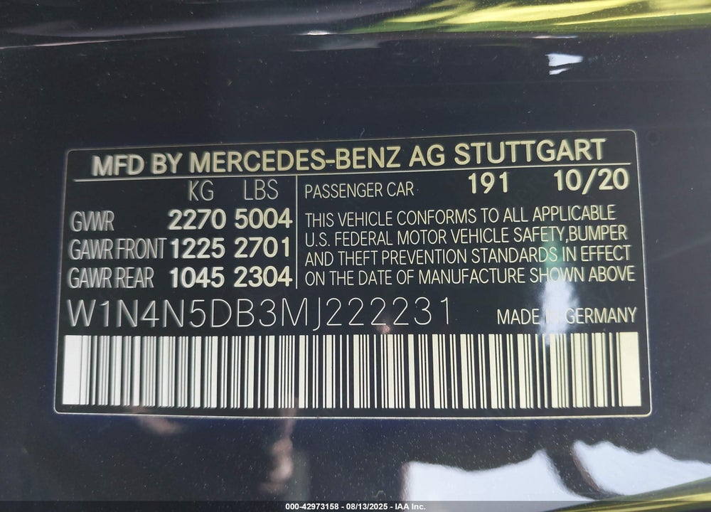2021 MERCEDES-BENZ GLA-CLASS VIN: W1N4N5DB3MJ222231