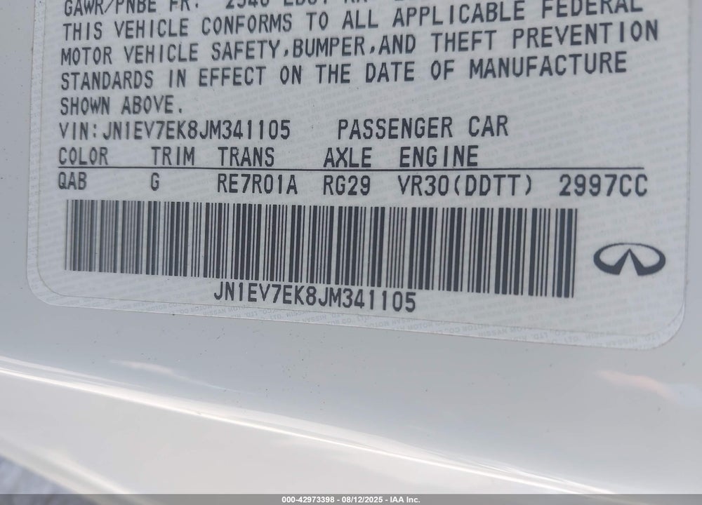 2018 INFINITI Q60 VIN: JN1EV7EK8JM341105
