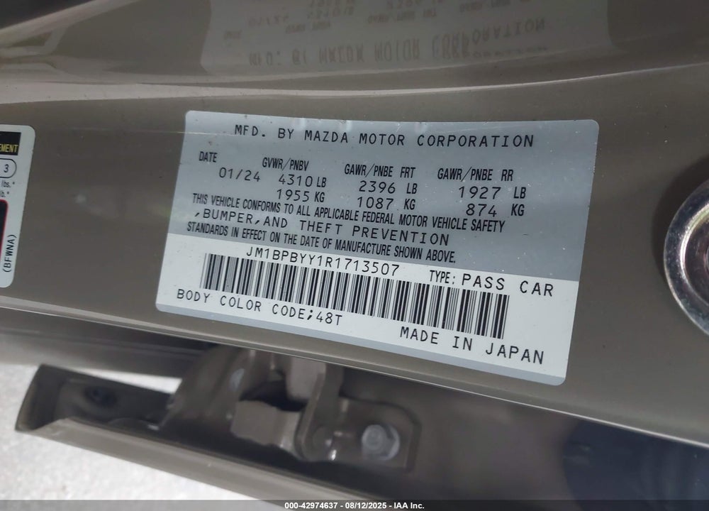 2024 MAZDA 3 VIN: JM1BPBYY1R1713507