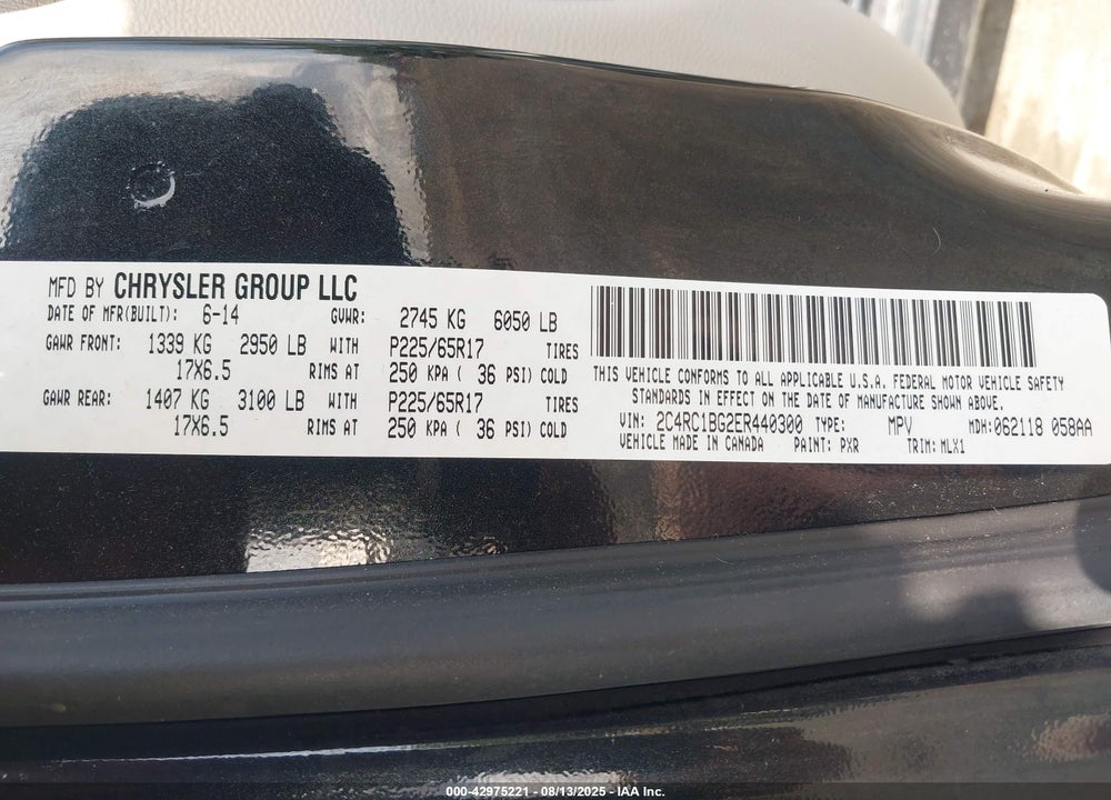 2014 CHRYSLER TOWN & COUNTRY TOURING VIN: 2C4RC1BG2ER440300