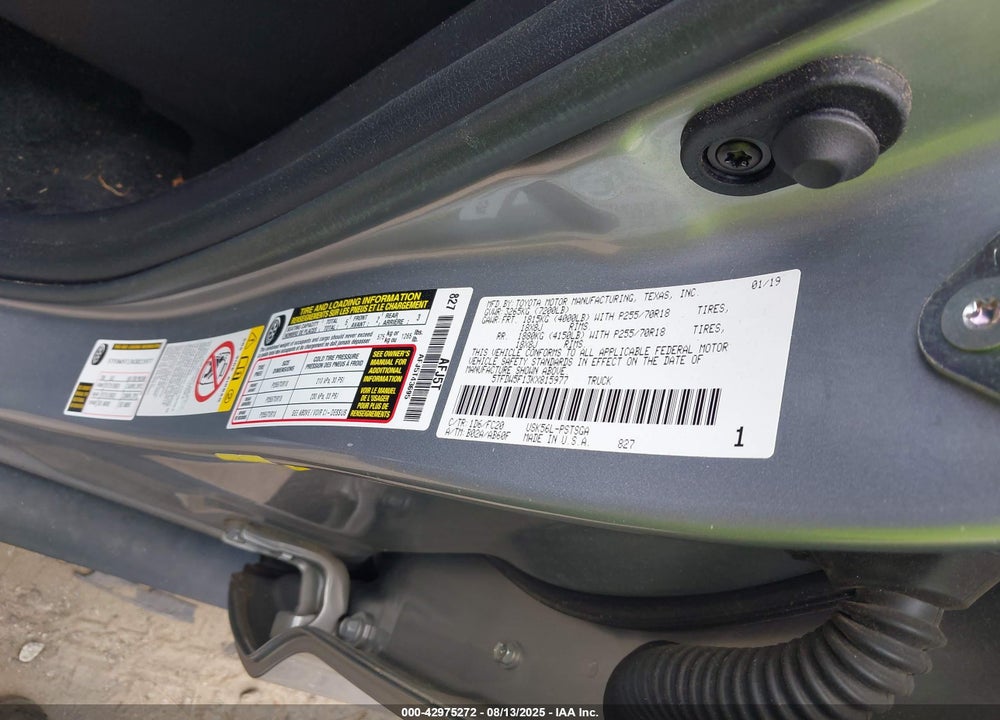 2019 TOYOTA TUNDRA VIN: 5TFDW5F13KX815977