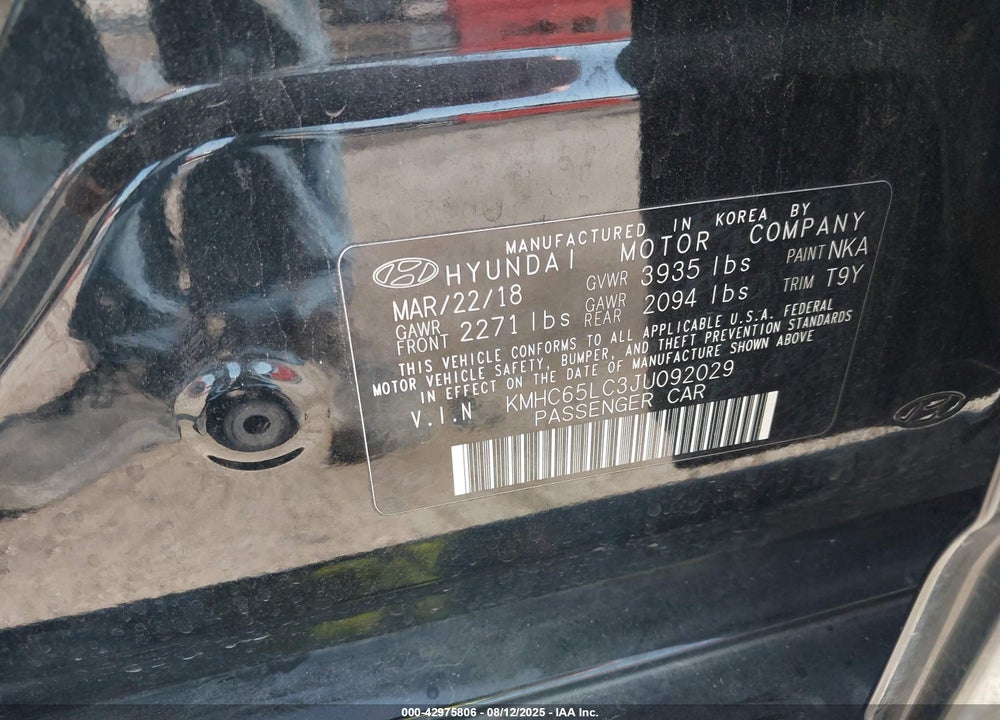 2018 HYUNDAI IONIQ HYBRID VIN: KMHC65LC3JU092029