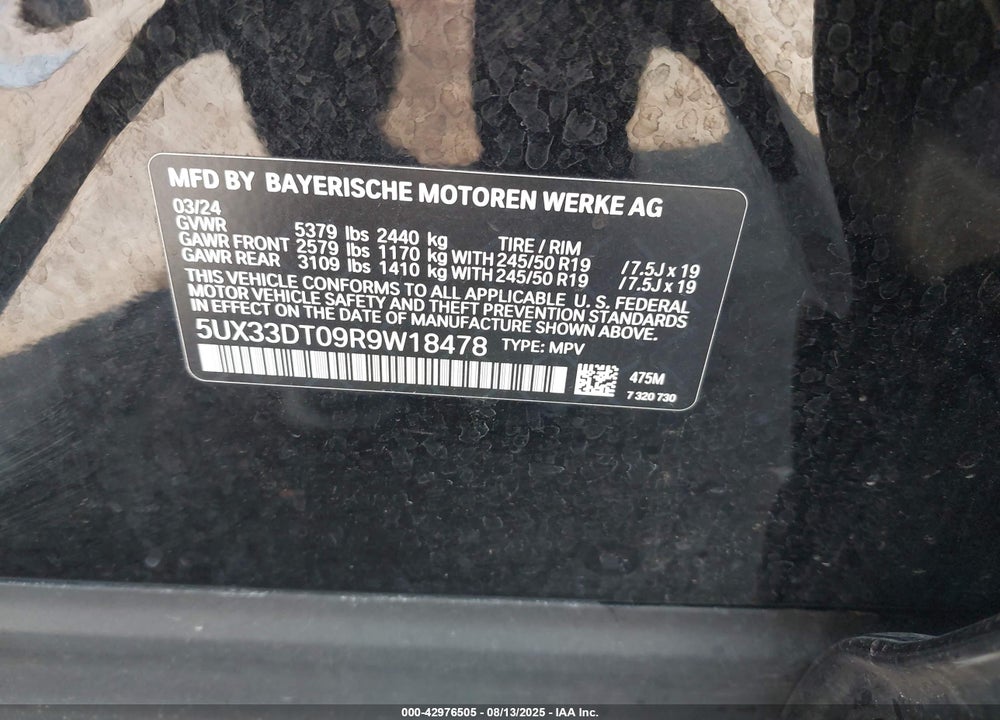 2024 BMW X4 VIN: 5UX33DT09R9W18478