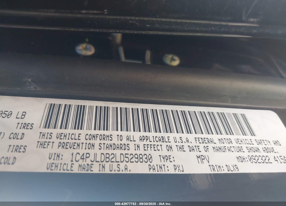 2020 JEEP CHEROKEE VIN: 1C4PJLDB2LD529830