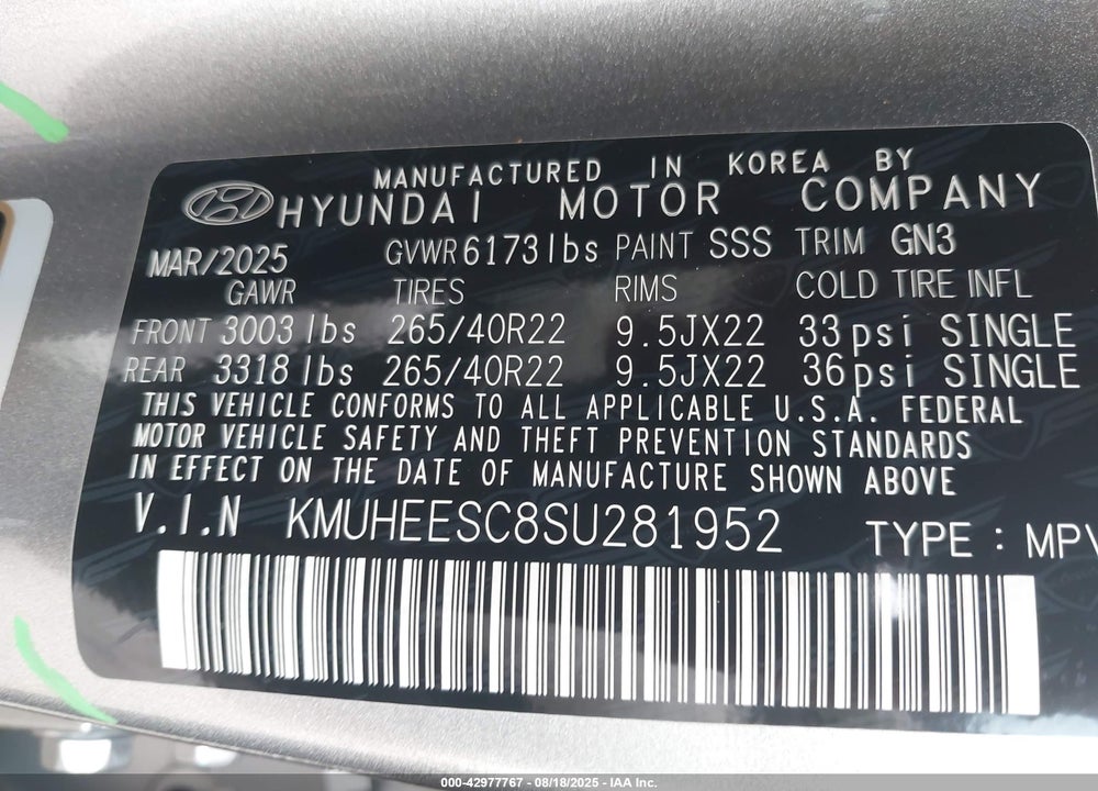 2025 GENESIS GV80 3.5T PRESTIGE AWD VIN: KMUHEESC8SU281952
