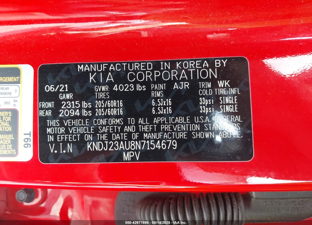 2022 KIA SOUL VIN: KNDJ23AU8N7154679