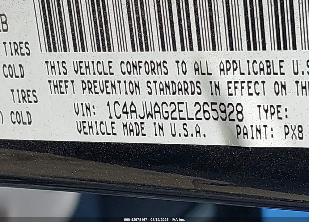 2014 JEEP WRANGLER / VIN: 1C4AJWAG2EL265928