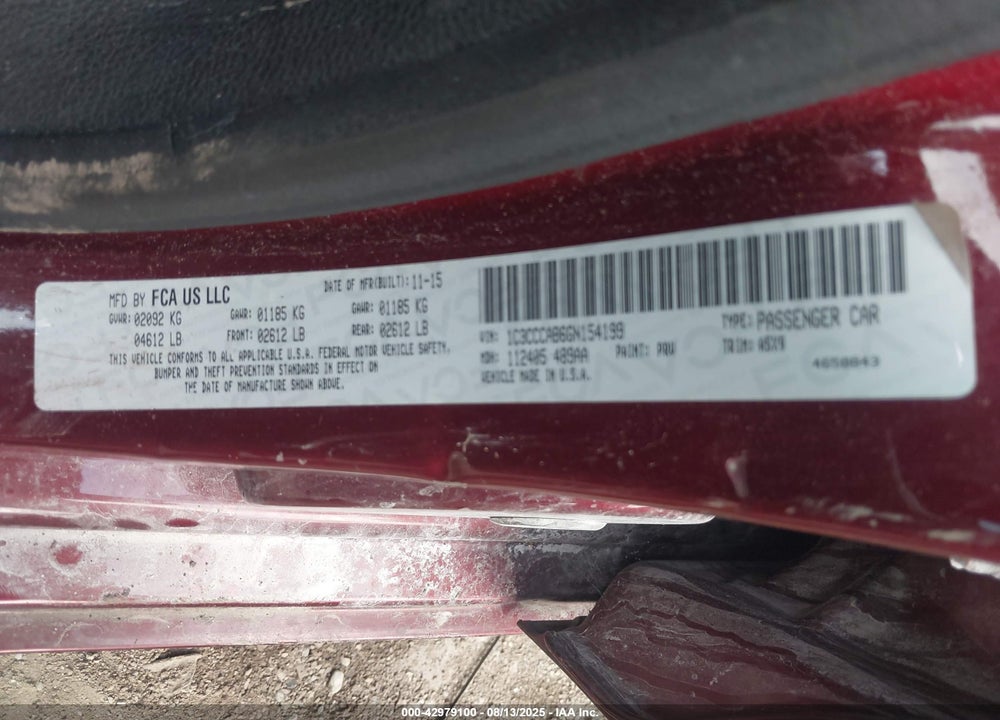 2016 CHRYSLER 200 VIN: 1C3CCCAB6GN154199
