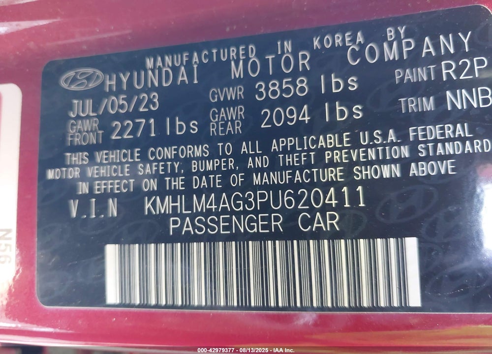 2023 HYUNDAI ELANTRA SEL VIN: KMHLM4AG3PU620411