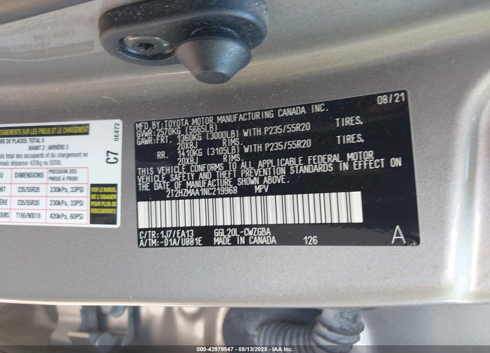 2022 LEXUS RX 350 VIN: 2T2HZMAA1NC219968