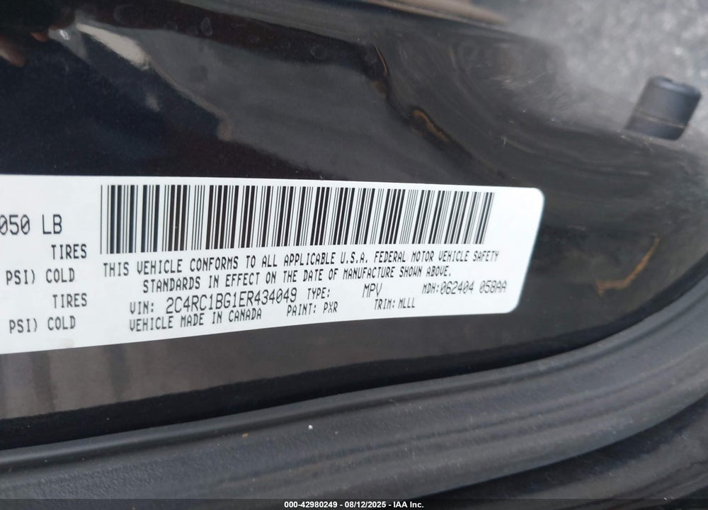 2014 CHRYSLER TOWN & COUNTRY TOURING VIN: 2C4RC1BG1ER434049