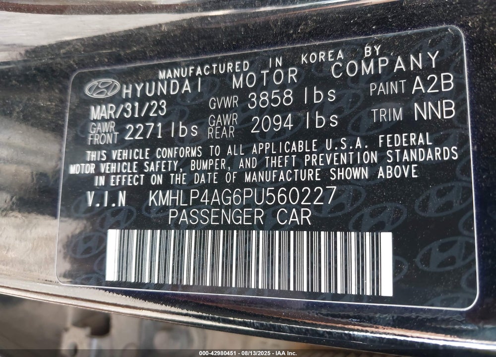 2023 HYUNDAI ELANTRA VIN: KMHLP4AG6PU560227