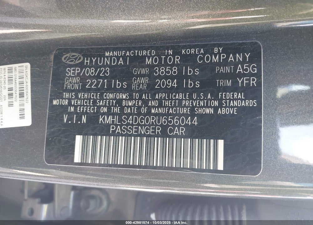 2024 HYUNDAI ELANTRA VIN: KMHLS4DG0RU656044