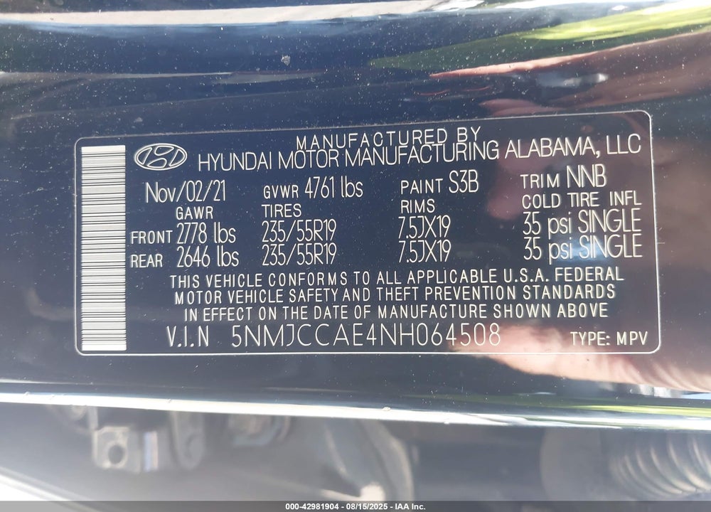 2022 HYUNDAI TUCSON SEL VIN: 5NMJCCAE4NH064508
