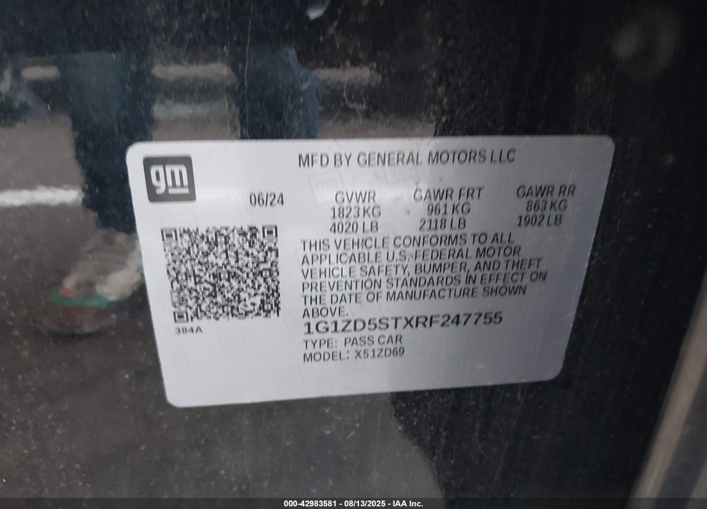 2024 CHEVROLET MALIBU VIN: 1G1ZD5STXRF247755