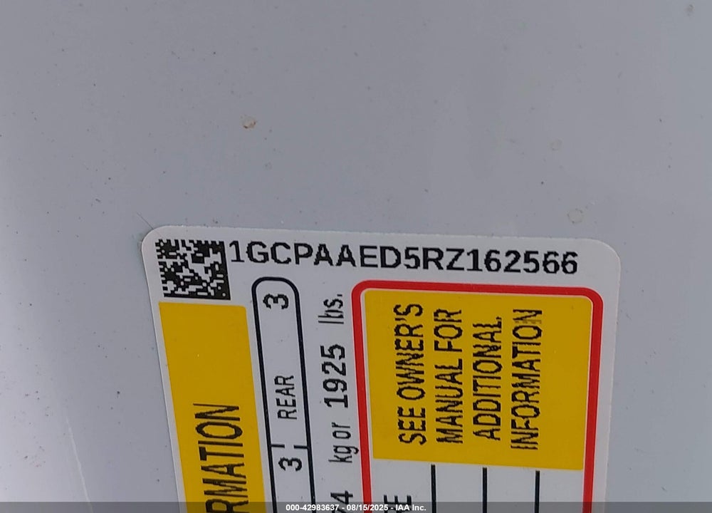 2024 CHEVROLET SILVERADO 1500 VIN: 1GCPAAED5RZ162566