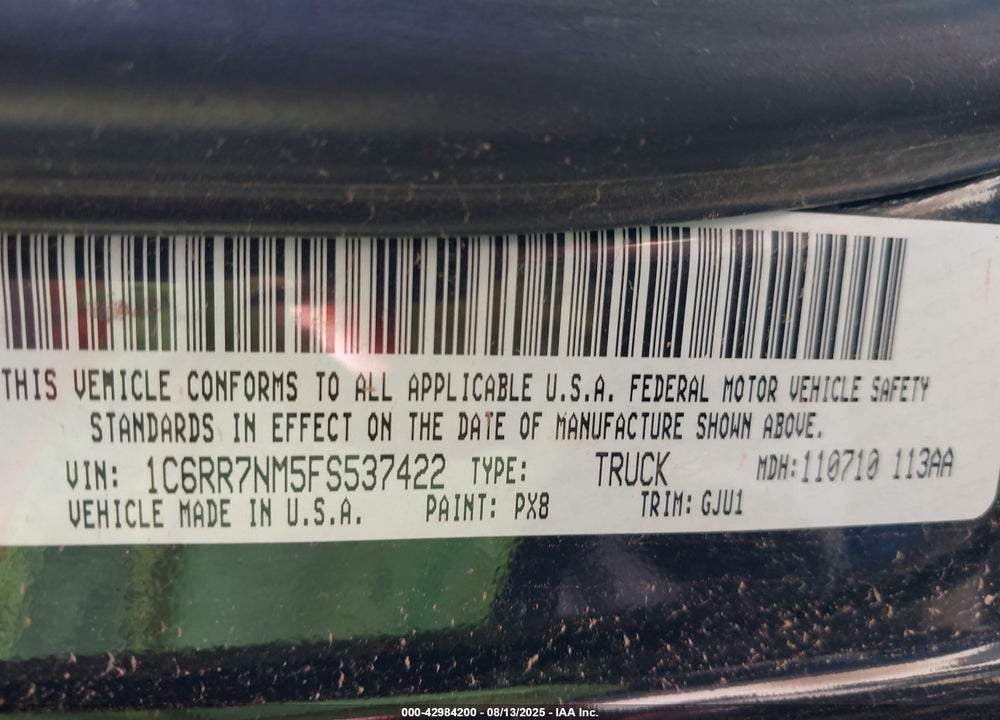 2015 RAM 1500 VIN: 1C6RR7NM5FS537422