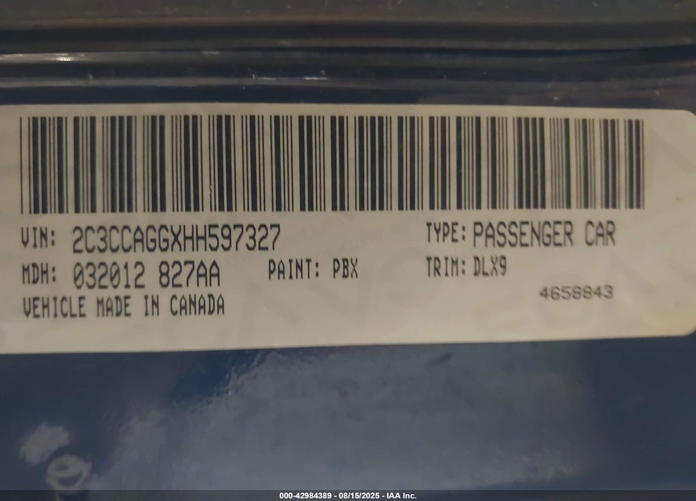 2017 CHRYSLER 300 VIN: 2C3CCAGGXHH597327