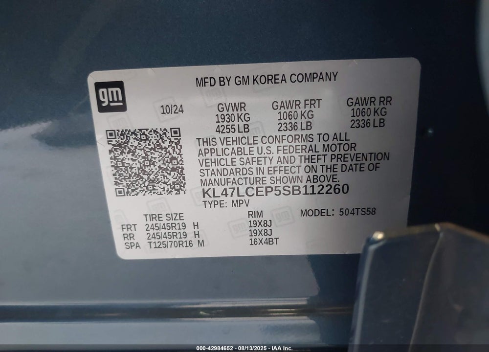 2025 BUICK ENVISTA AVENIR FWD VIN: KL47LCEP5SB112260