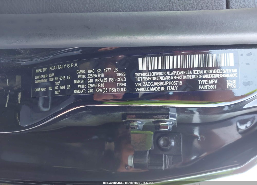 2018 JEEP RENEGADE VIN: ZACCJABB0JPH05715