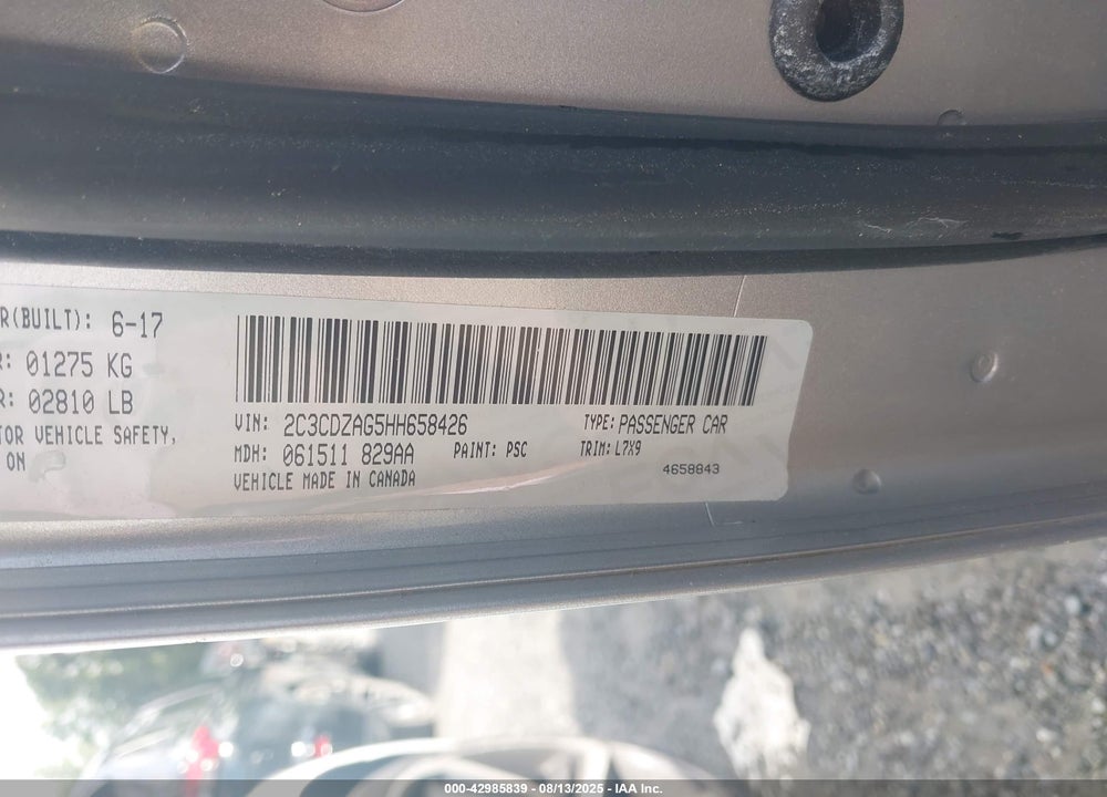 2017 DODGE CHALLENGER VIN: 2C3CDZAG5HH658426